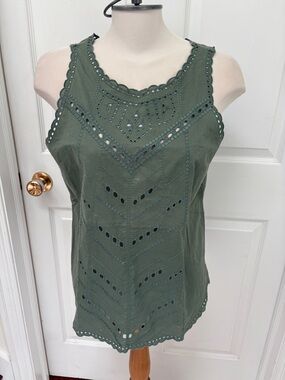 GAP Olive Green Eyelet Sleeveless Tunic